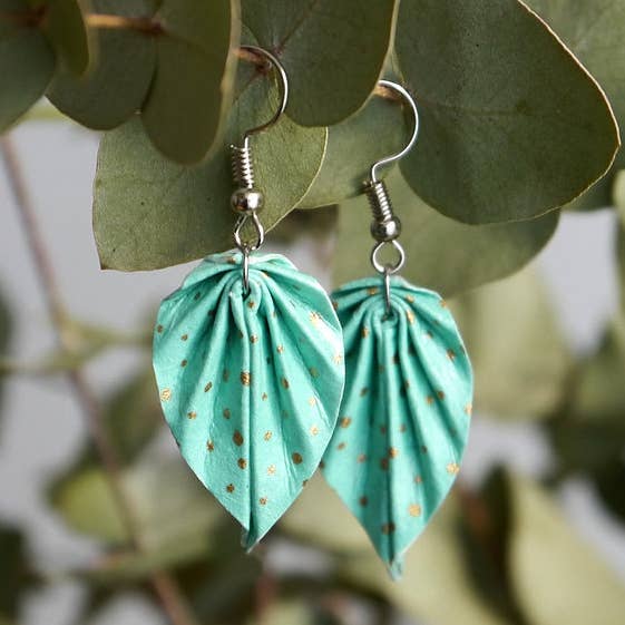 Origami örhängen - Små blad - Turkos för wholesale av Dix janvier
