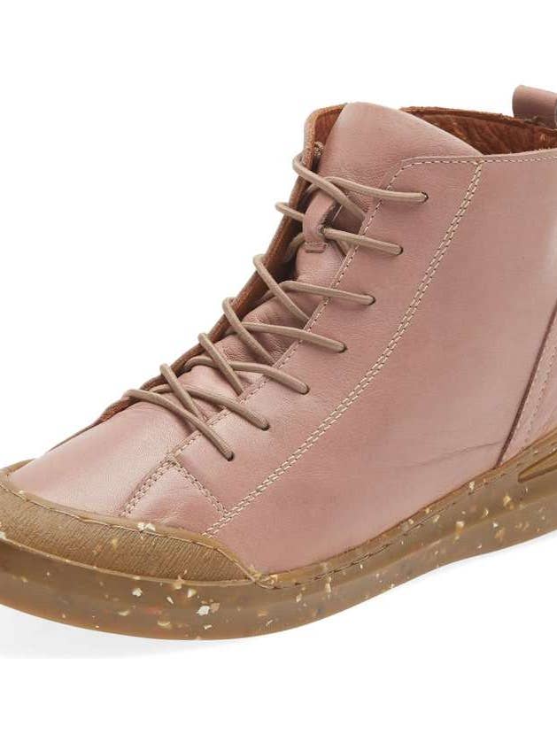 ALICE LEATHER HI-TOP SNEAKER WITH SIDE ZIP - PINK for wholesale by Sheridan Mia