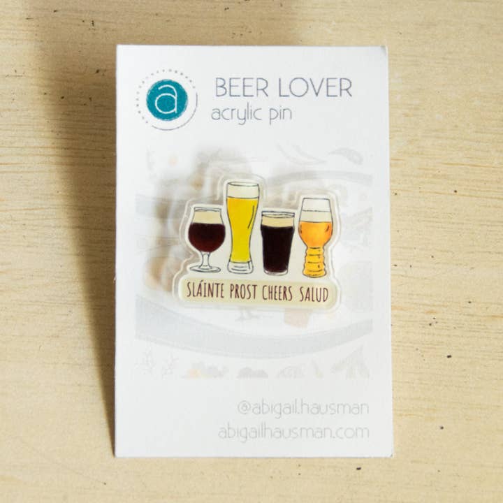 Pin acrílico Beer Lover para venta al por mayor de abigail hausman design & illustration