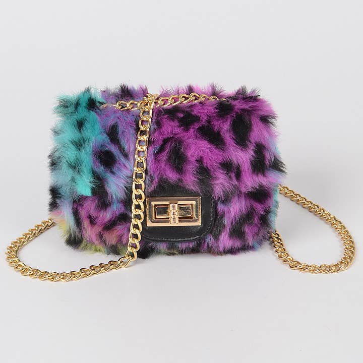 Multicolor Leo Faux Fur Mini Bag for wholesale on Faire