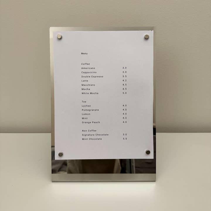 #11 Stainless Steel Table Top Stand (Mirror Finish) for wholesale by Signs and Mirrors