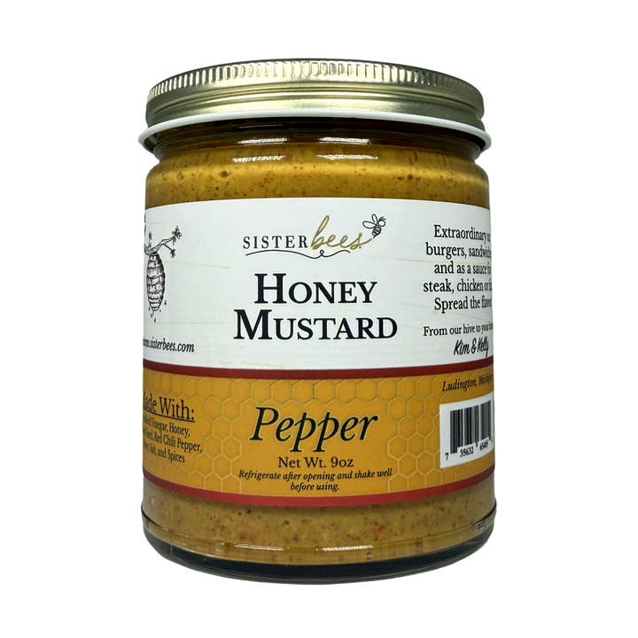 Pepper Honey Mustard for wholesale by Sister Bees LLC