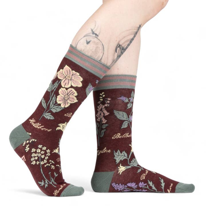 Baneful Botany Crew Socks for wholesale by FootClothes LLC