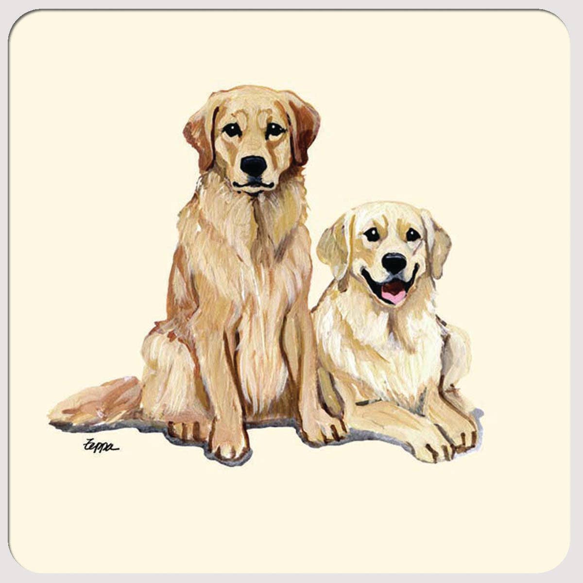 Zeppa Studios - Wholesale Coasters - Golden Retriever Pair Beverage Coasters0