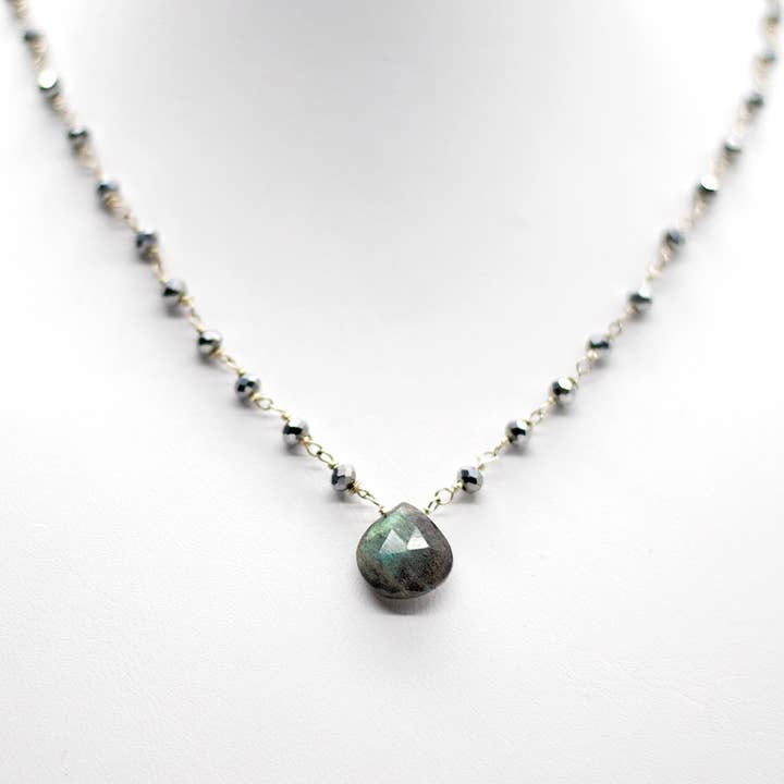 Labradorite Waterfall Silver Necklace for wholesale by Susan Roberts Jewelry