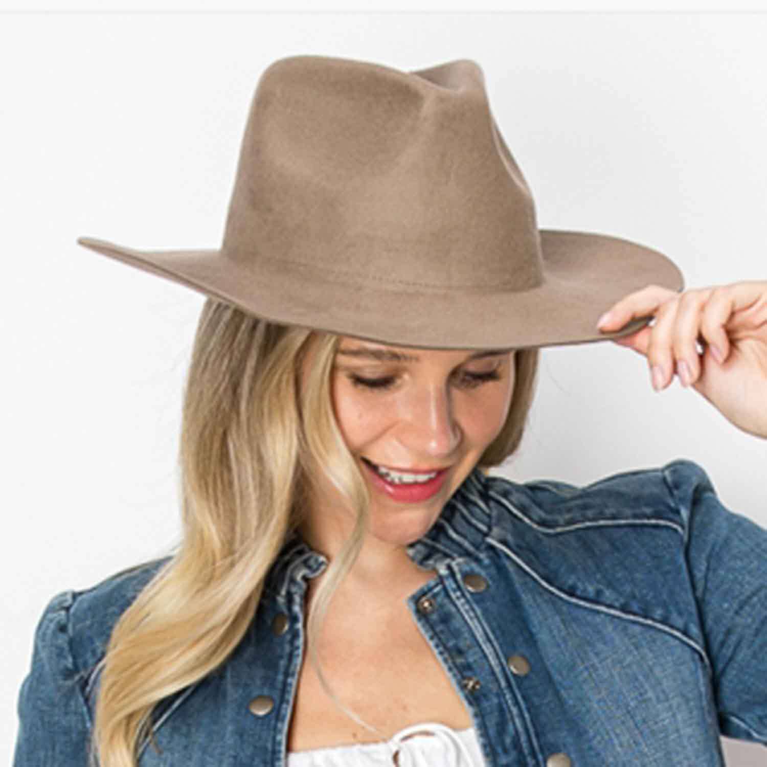 One and Only Accessories - Wholesale Fedora - Women's - Stiff brim  Australian Rancher  wool Hat (Copy)10