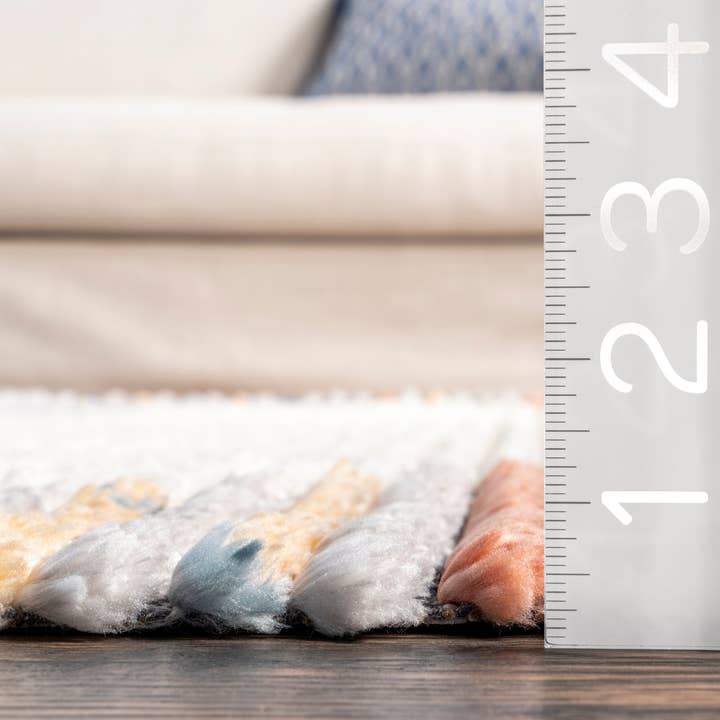 Beige Morgan Contemporary Shag Fringe Area Rug for wholesale on Faire10