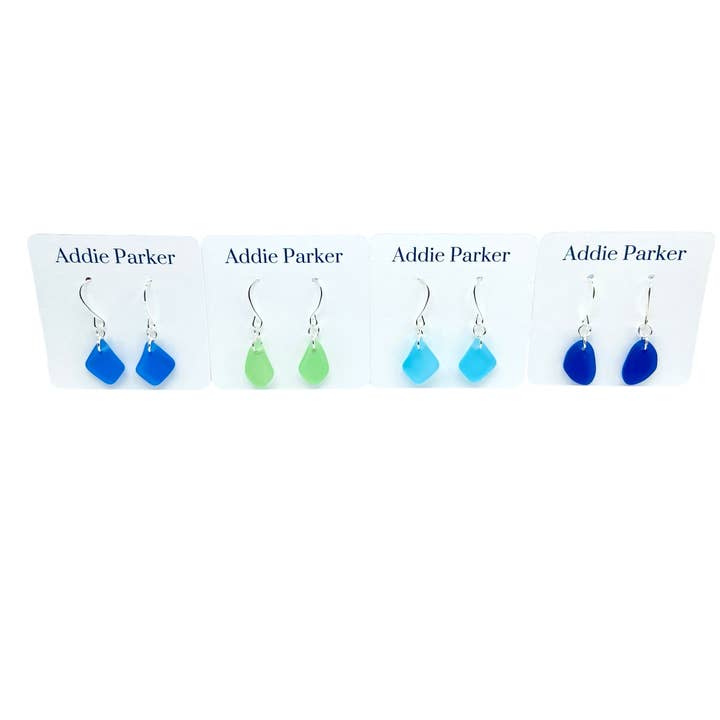 Four Pack Seaglass Pebble Earrings - Silver (SG 56) for wholesale by Addie Parker Jewelry