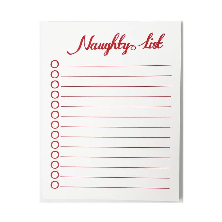 Naughty List Notepad - A2 Size for wholesale by drawn by water