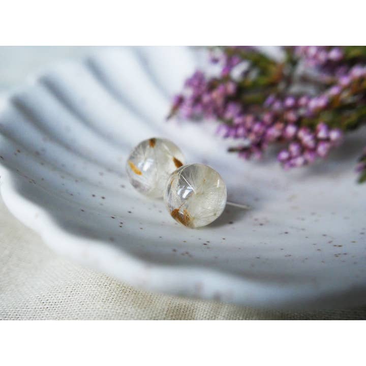 In The Heather – wholesale Stud/post earrings – Scottish dandelion seeds resin studs in sterling silver4