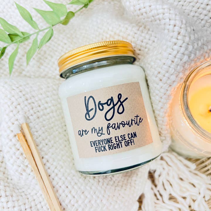Dogs are my favourite handmade soy scented candle for wholesale by Lollyrocket Candles Limited