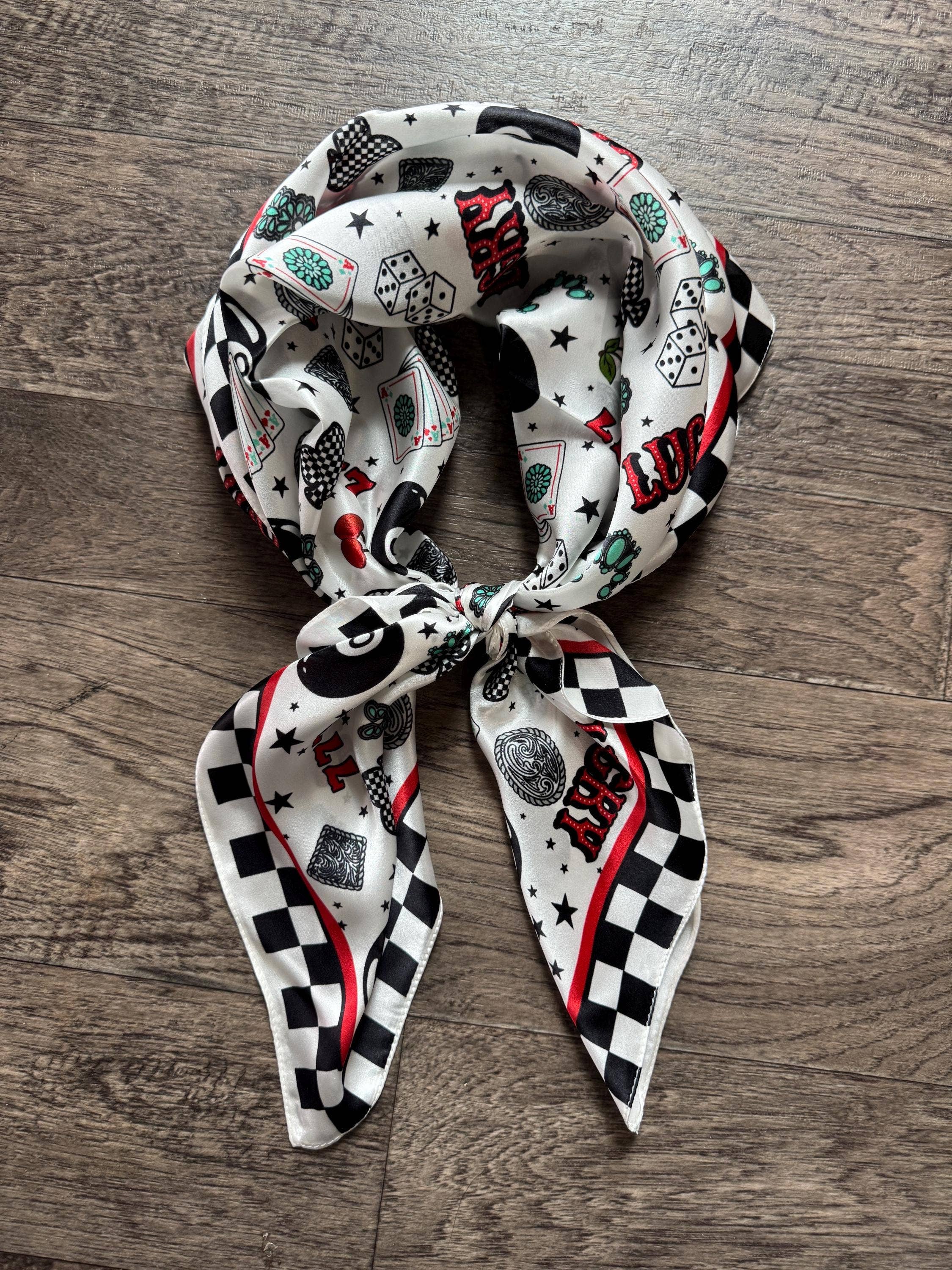 Double B Wild Rags - Wholesale Scarf – Women's - 100% Silk Wild Rag Checkered Lucky 7's Casino by Double B Wild Rags4
