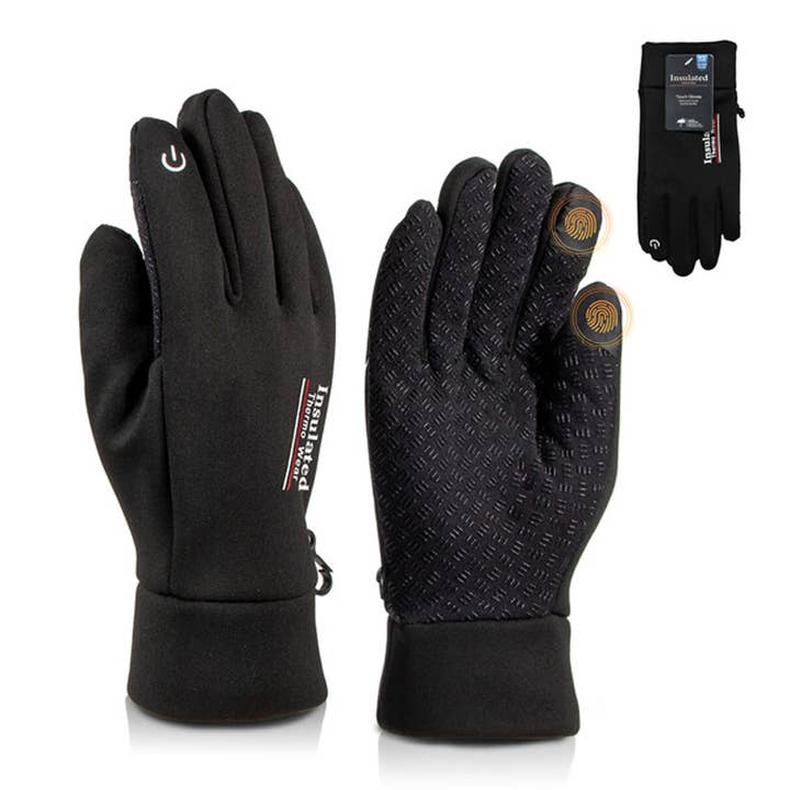 Insulated Men's Gloves w/2 Touch, Water Proof Non-slip Grip for wholesale by Deluxe Import Trading