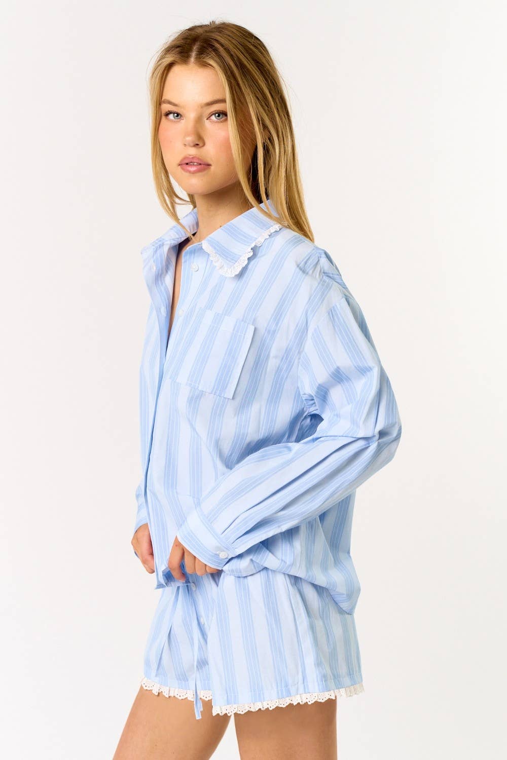 SKY IBS32380 Striped Pajama Top & Shorts Set for wholesale on Faire2