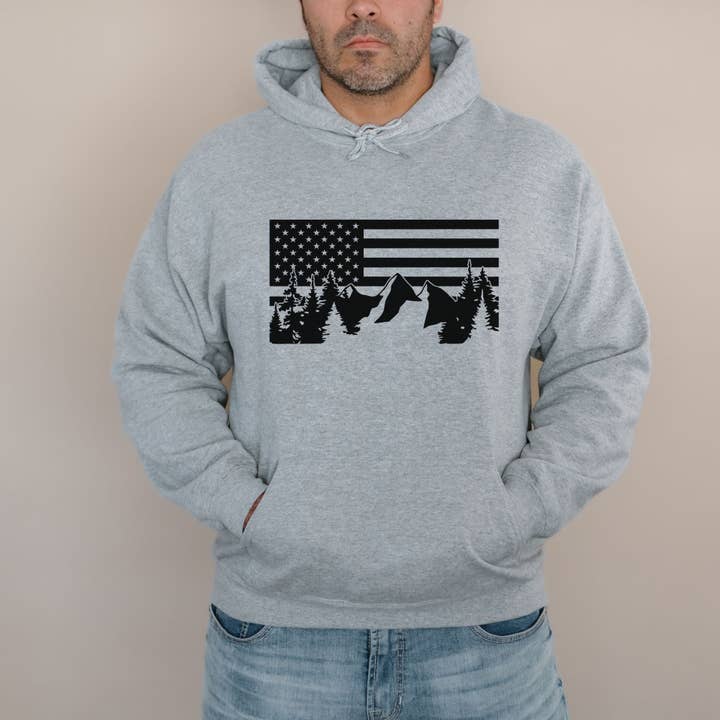 Patriotic Flag Sweatshirt - Crewneck - Handprinted for wholesale by 208 Tees