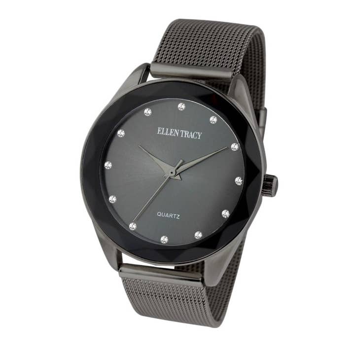 Montre pour femme Ellen Tracy en alliage avec cadran coussin et cristaux pour la vente par CIT Watches