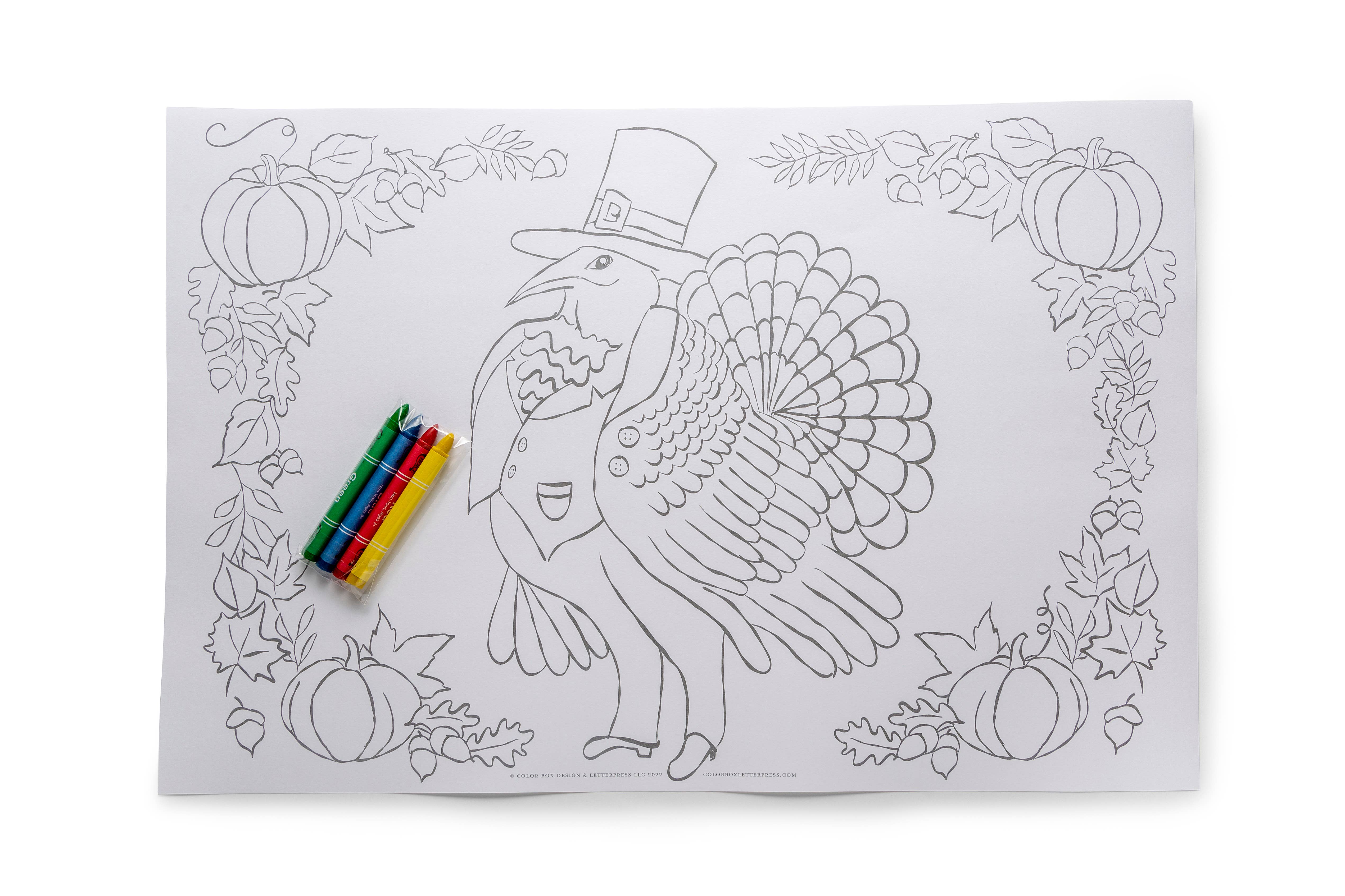 Color Box Design & Letterpress - Wholesale Coloring Mat - Kids & Baby - Coloring Place Mats | Thanksgiving1