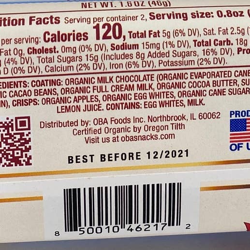 Oba Snacks - Venta al por mayor Dulces con chocolate - Patatas fritas de manzana recubiertas