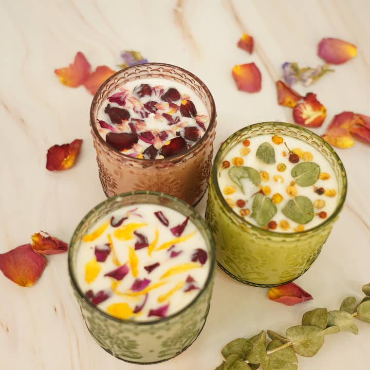 Vela BOTÂNICA artesanal Frasco Cristal Rosa Jasmim 16oz por atacado de Carol Cao