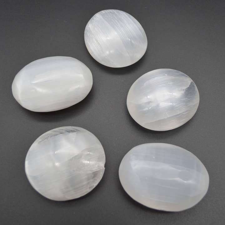 Selenite Palm Stone - 5 cm - 6 cm - 1 Count for wholesale by Calder Crystals