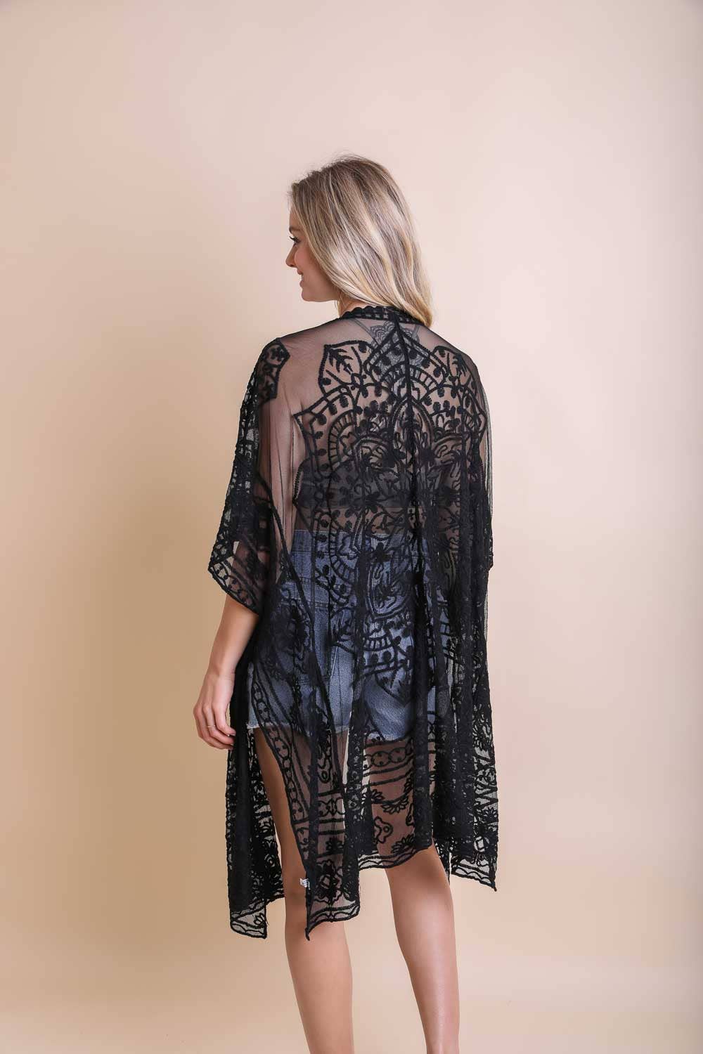 Leto Accessories - Wholesale Kimono - Women's - Lightweight Layering Mandala Kimono Cover-Up1