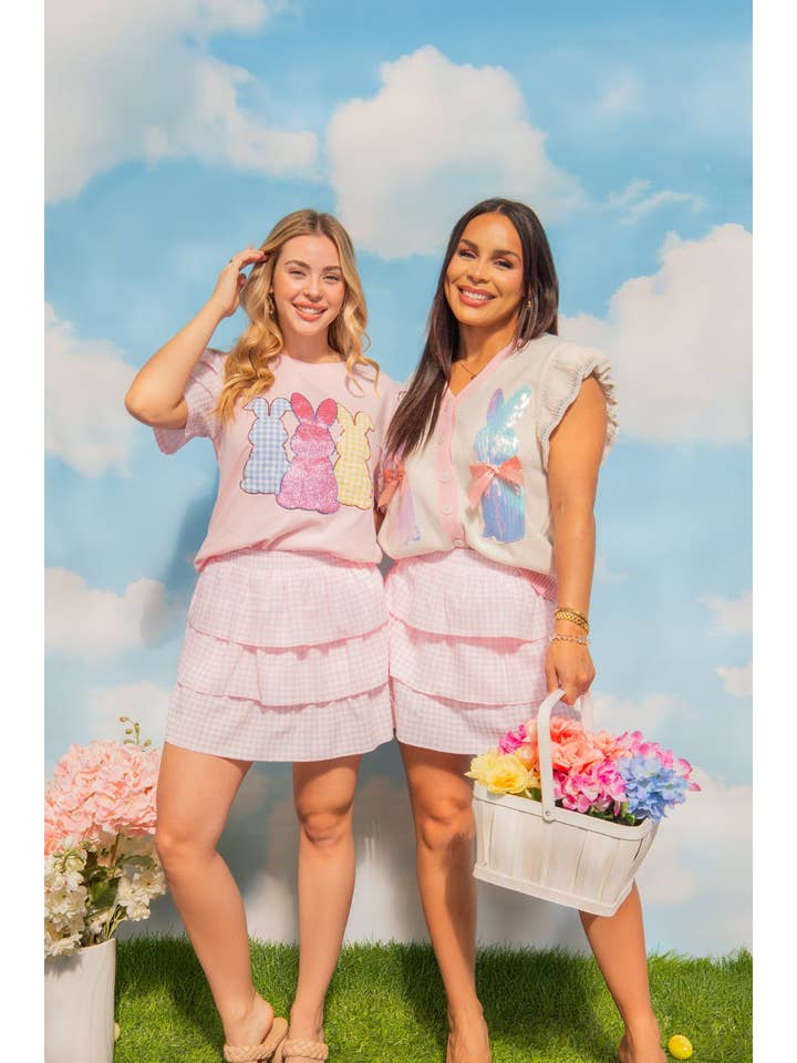 Ivory Sweater Vest with Sequin Bunnies for wholesale on Faire2