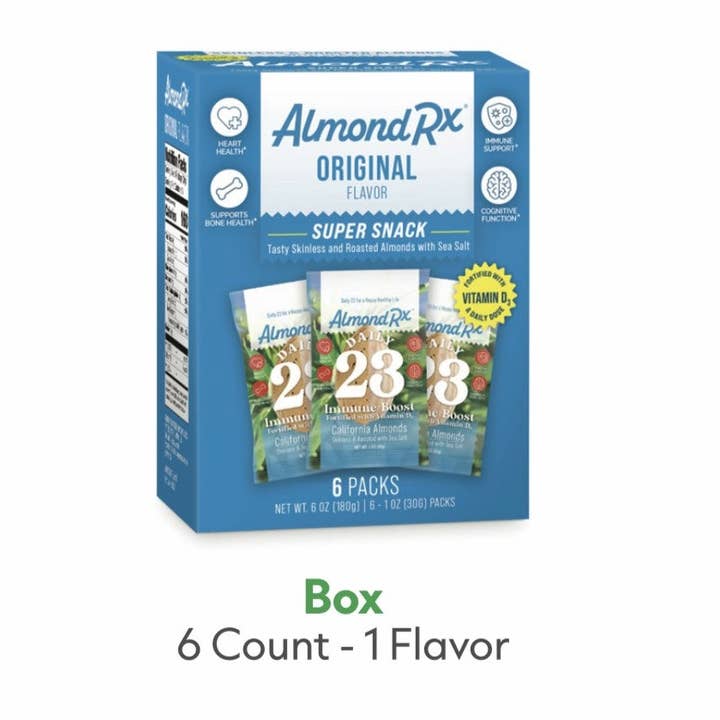 AlmondRx (6) Count Box of 1 ounce AlmondRx Snack Packs for wholesale by AlmondRx