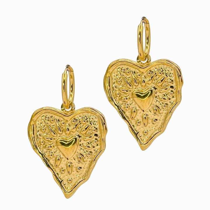 LOUIZ Boucles d'oreilles cœur Fire of Love pour la vente par LOUIZ