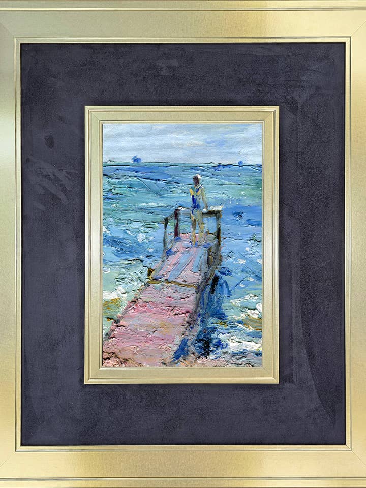 Coastal Life I with Swirled Gold and Fabric for wholesale by The Brightener Group