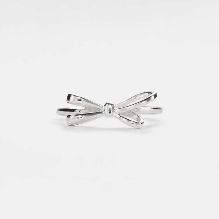Perimade & Co. LLC - Wholesale Band/Stacked Ring - Dainty Bow Tie Stacking Band Ring in 925 Sterling Silver2