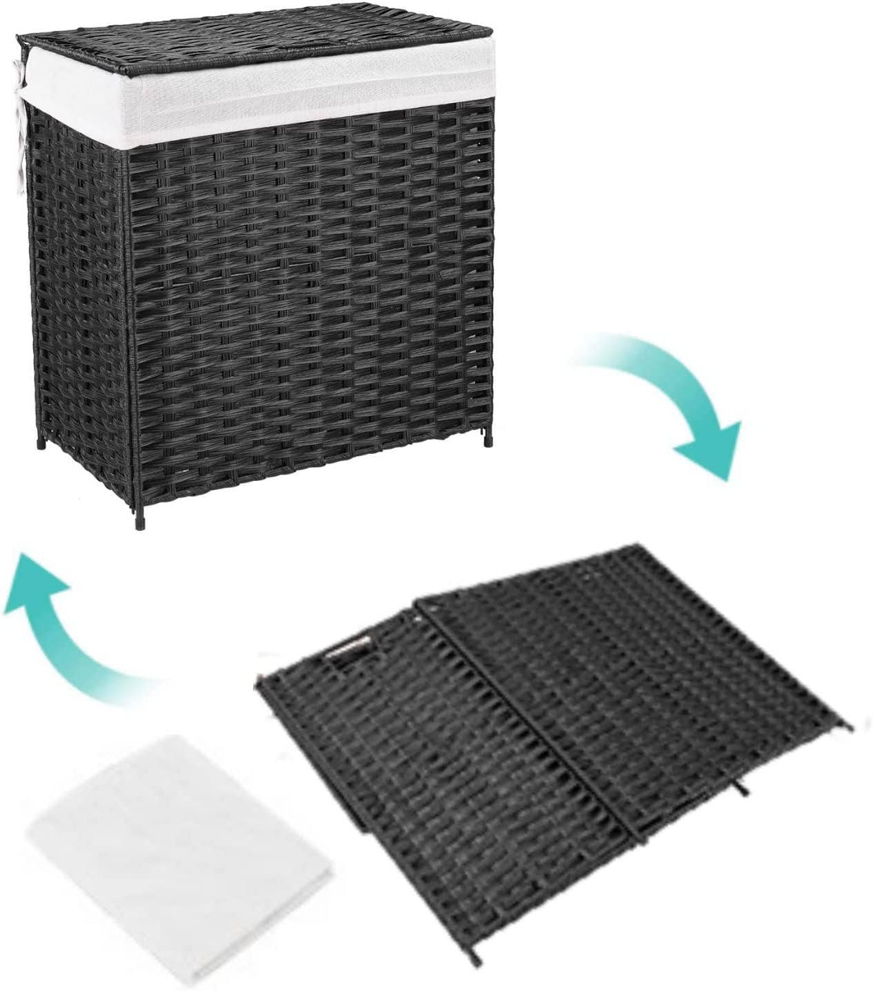 Above Edge - Wholesale Laundry Hamper - Rattan Laundry Hamper Collapsible with Lid 96L1