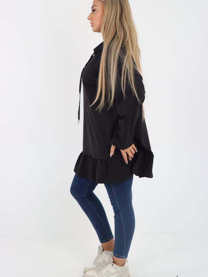 Miss Bold – Engroshandel Hoodie – Kvinder – Italiensk langærmet hættetrøje med flæser10