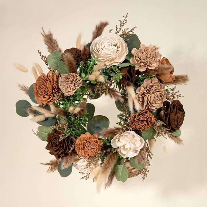 Sola Wood Flowers - Wholesale Wreath - Fall Decor Finished Wreath 12"1