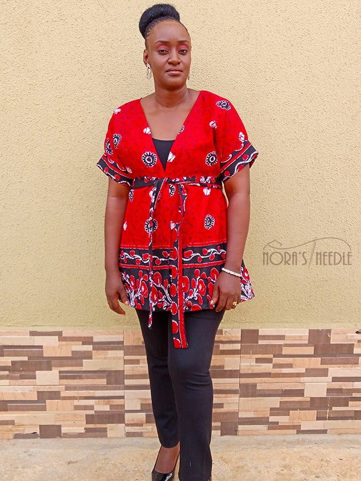 Latonya Kimono-Jacke mit afrikanischem Print für den Großhandel von Nora's Needle