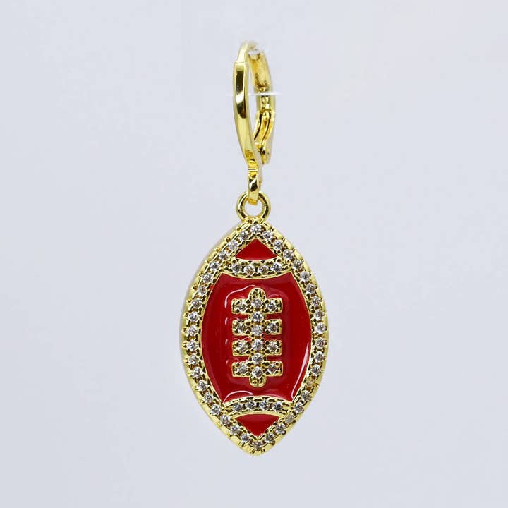 Breloque de football rouge CH-337 pour la vente par Treasure Jewels Inc.