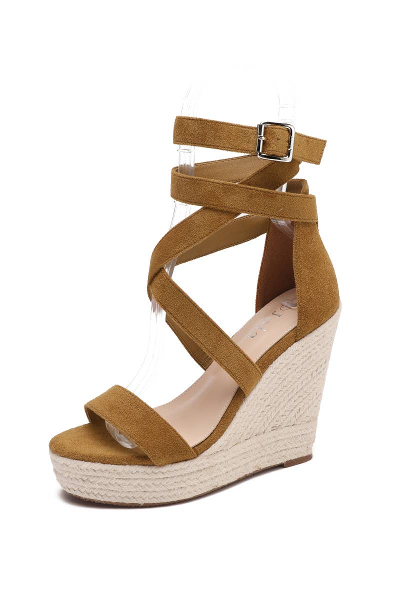 Joia Paris - Wholesale Wedges - Women's - Platform wedge sandals with crisscross straps JN-711