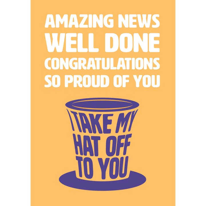 VERSED AID - Wholesale Congratulations Card - Take hat off congratulations card | Well done | Proud of you1