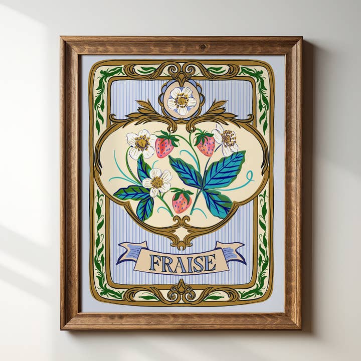 "Franska vintagejordgubbar" - 8" x 10" Giclée-konsttryck för wholesale av Tara Reed