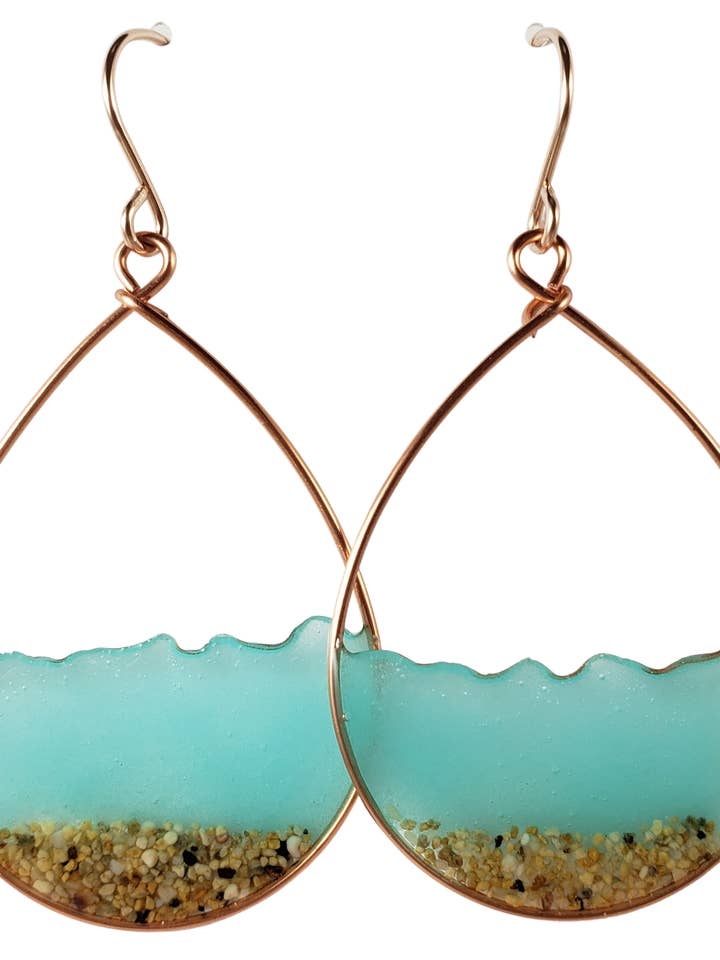 Brincos Aqua Glow in the Dark Water and Sand em ouro rosa por atacado de Skinny Pig Designs