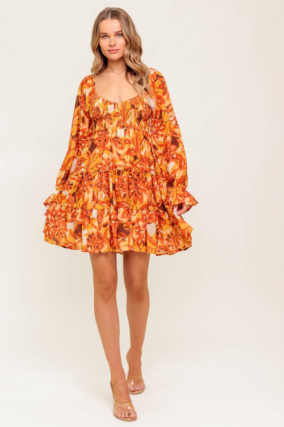 RUST A printed woven mini dress - ID21402 for wholesale on Faire4