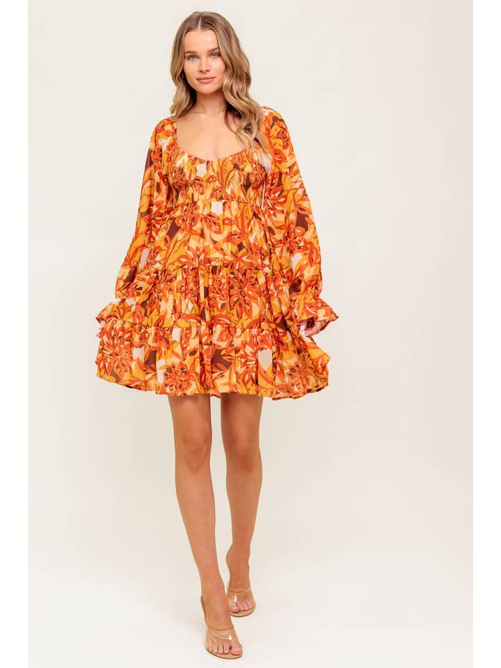 RUST A printed woven mini dress - ID21402 for wholesale on Faire4