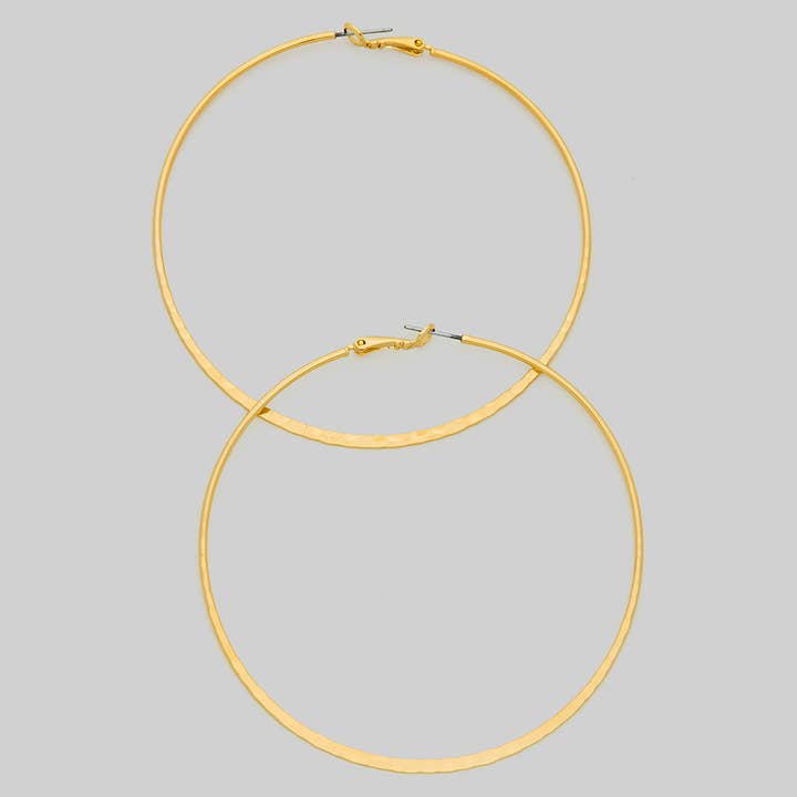 LARGE HAMMERED BRASS HOOPS for wholesale by Girly