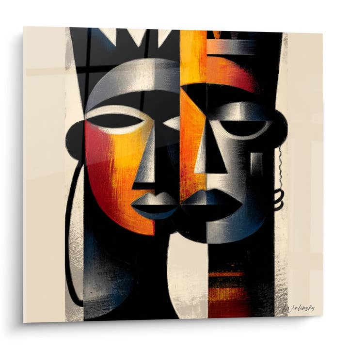 African Masks Painting - Tribal Duality - African Tribal Art Edition for wholesale by Walensky