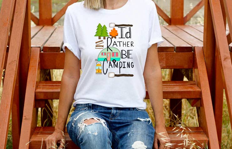 Simple Tymes - Wholesale Screen Printed T-Shirt - Women's - I’d Rather Be Camping Printed Tee
