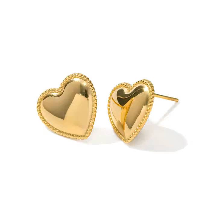 LOUIZ - Wholesale Stud/Post Earrings - Button hearts0