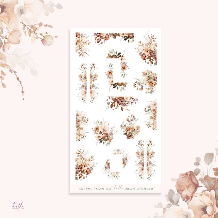 Cozy Days - floral deco, planner stickers for wholesale by Hello Petite Paper