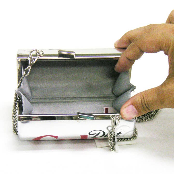 COMECO INC - Wholesale Crossbody Bag - Women's - Officially Licensed Diet Coca-Cola Can Bag Metallic Silver1