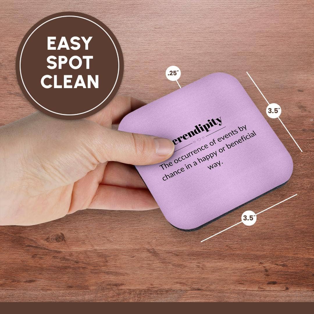 3dRose - Wholesale Coasters - 3dRose, Serendipity and its meaning typography, Coaster13