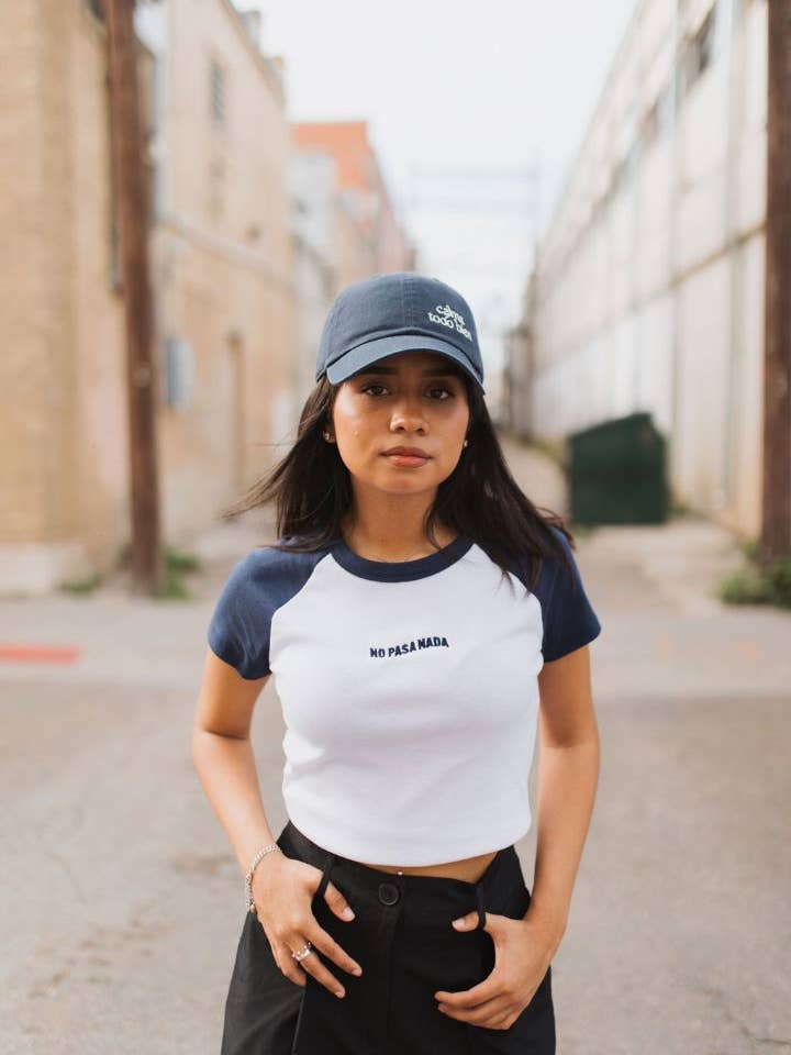 No Pasa Nada Raglan Tee for wholesale by Jen Zeano Designs