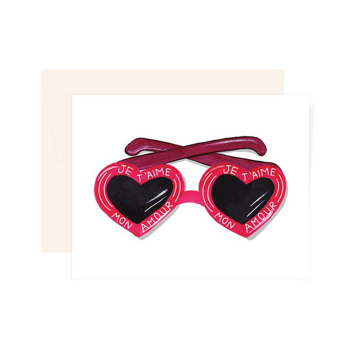 Je T'aime Mon Amour Sunglasses Card for wholesale by Paige & Willow
